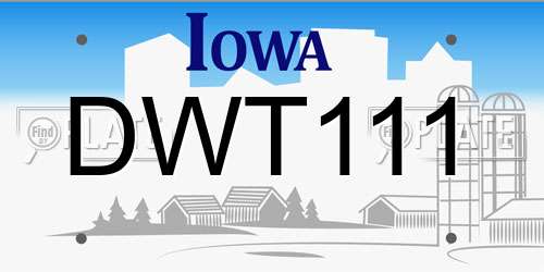DWT111 Iowa License Plate