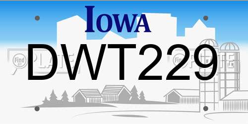DWT229 Iowa License Plate