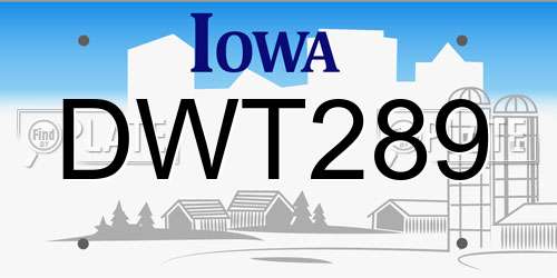DWT289 Iowa License Plate