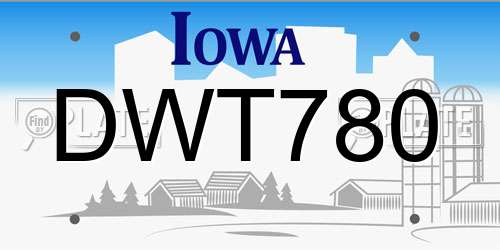 DWT780 Iowa License Plate