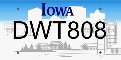 DWT808 Iowa License Plate