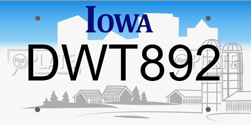 DWT892 Iowa License Plate