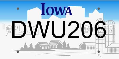 DWU206 Iowa License Plate