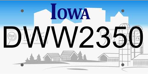 DWW2350 Iowa License Plate