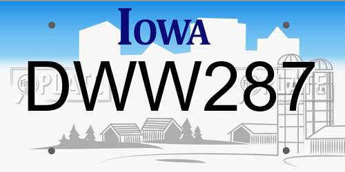 DWW287 Iowa License Plate