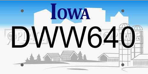 DWW640 Iowa License Plate