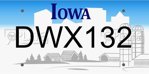 DWX132 Iowa License Plate