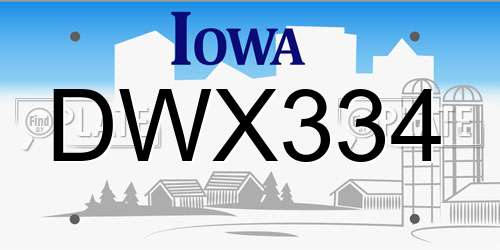 DWX334 Iowa License Plate