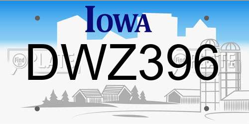 DWZ396 Iowa License Plate