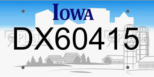 DX60415 Iowa License Plate