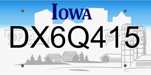 DX6Q415 Iowa License Plate