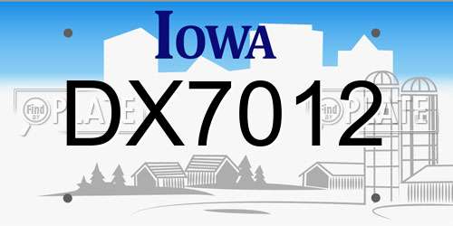DX7012 Iowa License Plate