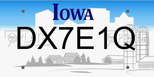 DX7E1Q Iowa License Plate