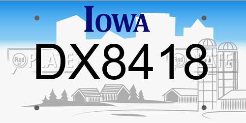 DX8418 Iowa License Plate