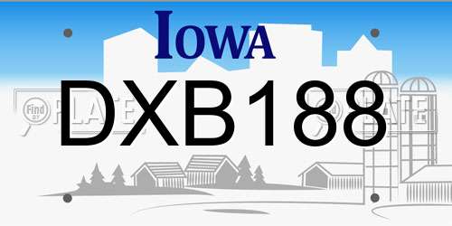 DXB188 Iowa License Plate