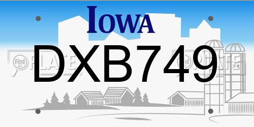 DXB749 Iowa License Plate