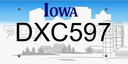 DXC597 Iowa License Plate