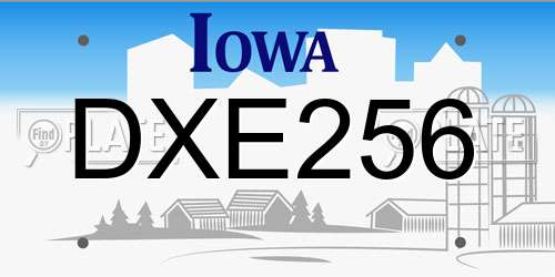 DXE256 Iowa License Plate
