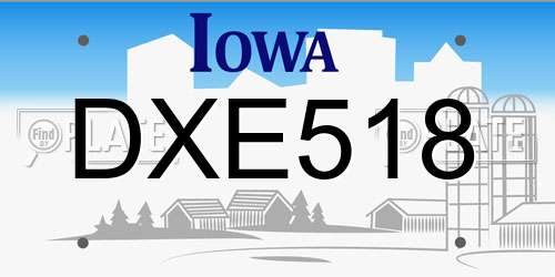 DXE518 Iowa License Plate
