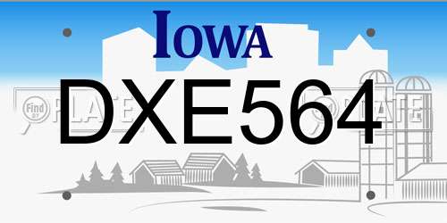 DXE564 Iowa License Plate