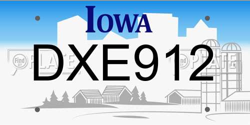 DXE912 Iowa License Plate