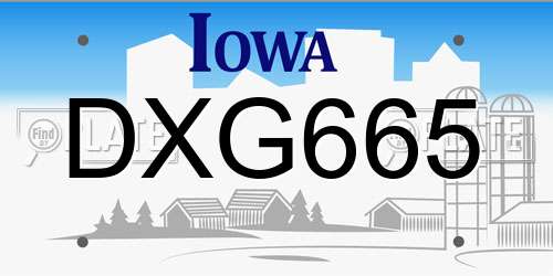 DXG665 Iowa License Plate