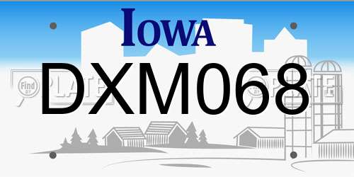 DXM068 Iowa License Plate