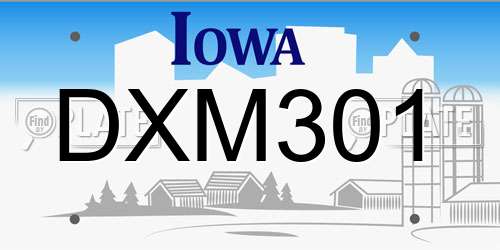DXM301 Iowa License Plate
