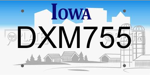 DXM755 Iowa License Plate