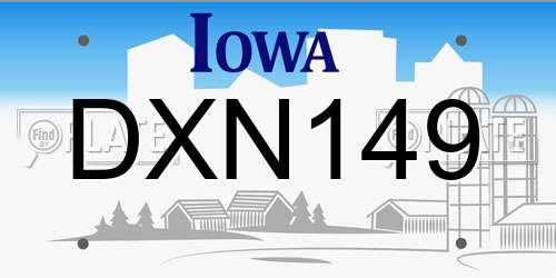 DXN149 Iowa License Plate