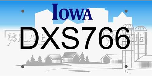 DXS766 Iowa License Plate