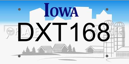 DXT168 Iowa License Plate