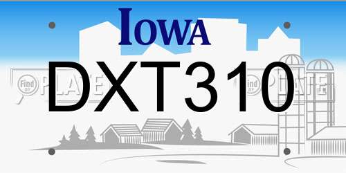 DXT310 Iowa License Plate