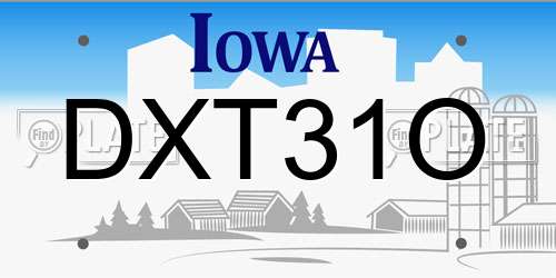 DXT31O Iowa License Plate