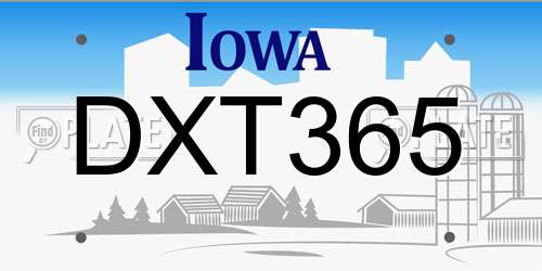 DXT365 Iowa License Plate