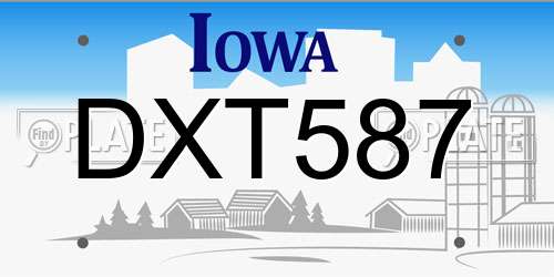 DXT587 Iowa License Plate