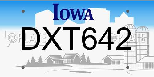 DXT642 Iowa License Plate