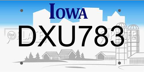 DXU783 Iowa License Plate