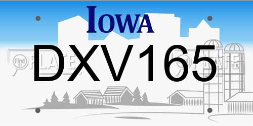 DXV165 Iowa License Plate