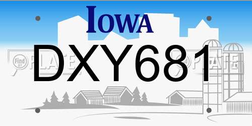 DXY681 Iowa License Plate