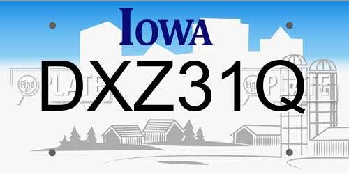 DXZ31Q Iowa License Plate
