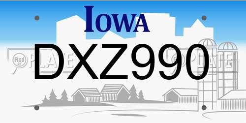 DXZ990 Iowa License Plate