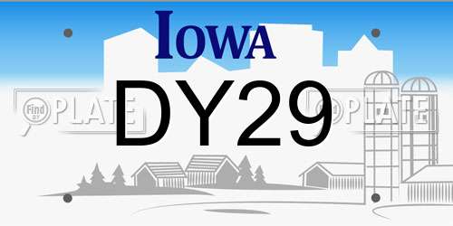 DY29 Iowa License Plate