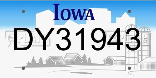 DY31943 Iowa License Plate