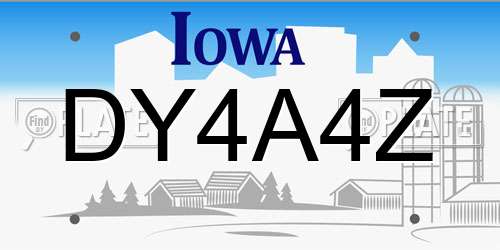 DY4A4Z Iowa License Plate