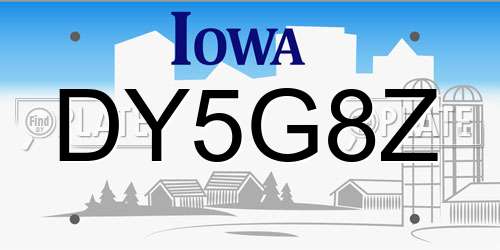 DY5G8Z Iowa License Plate