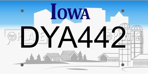 DYA442 Iowa License Plate