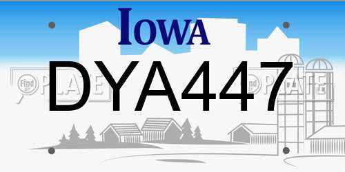 DYA447 Iowa License Plate