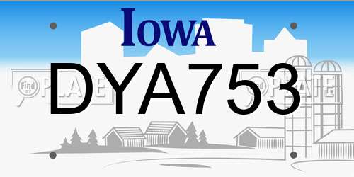 DYA753 Iowa License Plate