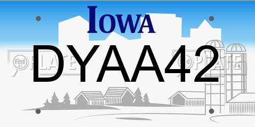 DYAA42 Iowa License Plate
